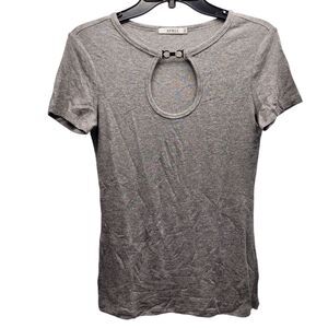 APRLL Women's Gray Short sleeve Keyhole Front Top Size Small